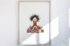 Quirky Frazzled Christmas Girl Clipart Product Image 3