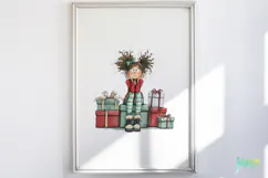 Quirky Frazzled Christmas Girl Clipart Product Image 2