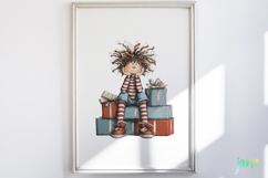 Quirky Frazzled Christmas Girl Clipart Product Image 2