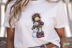 Quirky Frazzled Christmas Girl Clipart Product Image 5