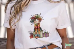 Quirky Frazzled Christmas Girl Clipart Product Image 5