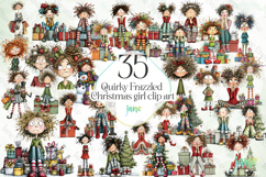 Quirky Frazzled Christmas Girl Clipart Product Image 1
