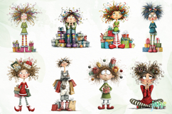 Quirky Frazzled Christmas Girl Clipart Product Image 4