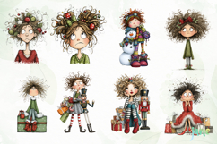 Quirky Frazzled Christmas Girl Clipart Product Image 3