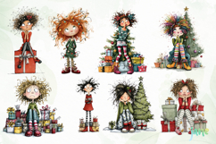 Quirky Frazzled Christmas Girl Clipart Product Image 2
