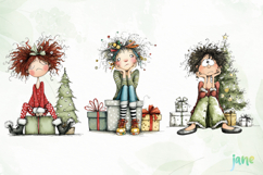 Quirky Frazzled Christmas Girl Clipart Product Image 6