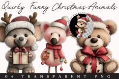 Quirky Funny Christmas Animals Clipart Product Image 1