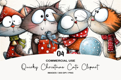 Quirky Funny Christmas Cats Clipart Product Image 1