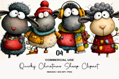Quirky Funny Christmas Sheep Clipart Product Image 1