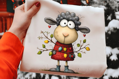 Quirky Funny Christmas Sheep Clipart Product Image 2