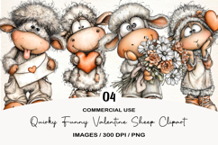 Quirky Funny Valentine Sheep Clipart Product Image 1