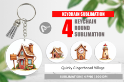 Quirky Gingerbread Village Keychain Product Image 1