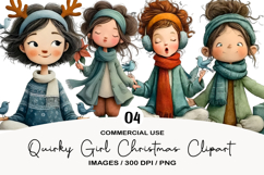 Quirky Girl Clipart Christmas Clipart Product Image 1