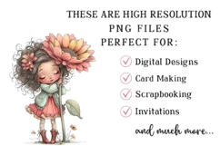 Quirky Girl With Flowers Clipart Product Image 2