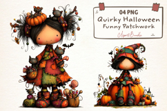 Quirky Halloween witch Funny Patchwork Clipart Product Image 1