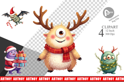 Quirky Monster Christmas Clipart Product Image 1