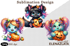 Quirky Monster Clipart PNG, Funny Spooky Creatures Product Image 1