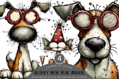 Quirky New Year Animal Clipart | Funny Festive Creatures Product Image 1
