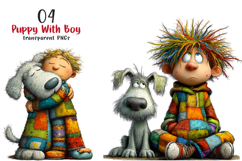 Quirky Puppy With Boy Clipart Product Image 1