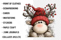 Quirky Christmas Reindeer Clipart PNG | Whimsical Funny Png Product Image 2