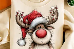 Quirky Christmas Reindeer Clipart PNG | Whimsical Funny Png Product Image 4
