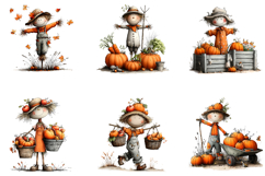 Quirky Scarecrow Watercolor Clipart Product Image 2