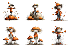 Quirky Scarecrow Watercolor Clipart Product Image 3