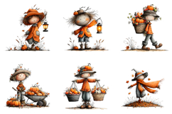 Quirky Scarecrow Watercolor Clipart Product Image 5