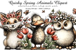 Quirky Spring Animals Clipart Product Image 1