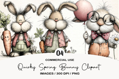 Quirky Spring Bunny Clipart Product Image 1