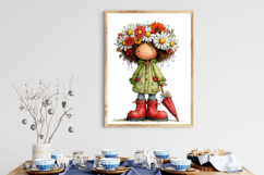 Quirky Spring Cute Girl Clipart Product Image 3