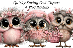 Quirky Spring Owl Clipart Product Image 1