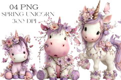 Quirky Spring Unicorn Clipart PNG Product Image 1