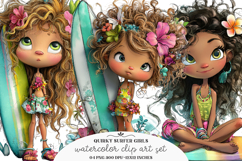 Quirky surfer girl clipart - Quirky surfer girls Product Image 1