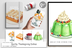 Digital Paper Watercolor Quirky Thanksgiving Dishes Product Image 1