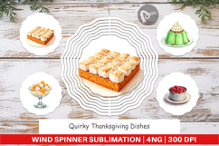 Wind Spinner Watercolor Quirky Thanksgiving Dishes Product Image 1