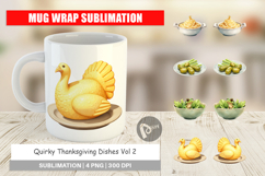 Mug Wrap Watercolor Quirky Thanksgiving Dishes Product Image 1