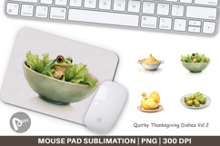 Mouse Pad Watercolor Quirky Thanksgiving Dishes Product Image 1