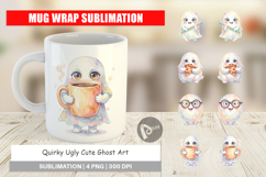 Quirky Ugly Cute Ghost Mug Wrap Product Image 1