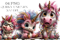 Quirky Unicorn Clipart PNG Product Image 1