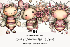Quirky Valentine Bee Clipart Product Image 1