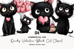 Quirky Valentine Black Cat Clipart Product Image 1