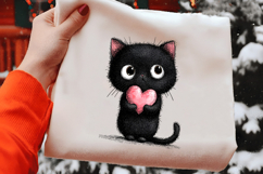 Quirky Valentine Black Cat Clipart Product Image 3