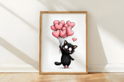 Quirky Valentine Black Cat Clipart Product Image 2