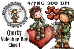 Quirky Valentine Boy Clipart Product Image 1