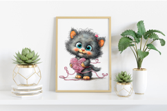 Quirky Valentine Cat Clipart PNG Product Image 2