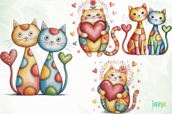 Quirky Valentine Cats PNG Product Image 1