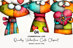 Quirky Valentine Cats Clipart Product Image 1