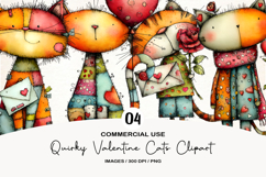 Quirky Valentine Cats Clipart Product Image 1