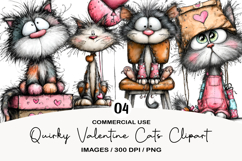 Quirky Valentine Cats Clipart Product Image 1